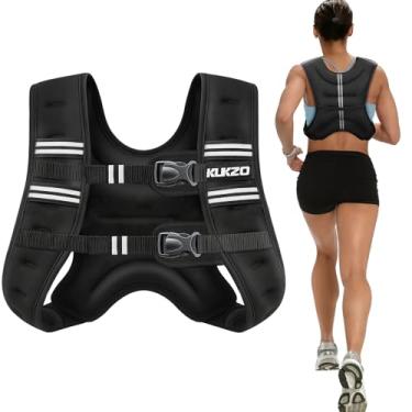 Imagem de KUKZO Colete feminino com peso de 5,4 kg para caminhada, treinamento de força, coletes de peso plus weight para mulheres, homens, colete de fitness com listras refletivas para treino, corrida, corrida