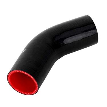 Imagem de Hiwowsport braçadeira de mangueira de silicone de 45 graus com 4 camadas de espessura de 5 mm para turbo/intercooler/tubulação de admissão, comprimento de 102 mm, uma perna (ID: 2,0 polegadas) preta)
