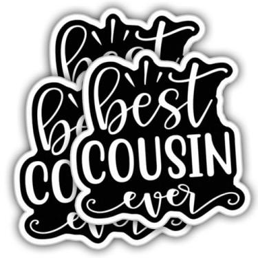 Imagem de (3 peças) Adesivos de família adesivos domésticos Best Cousin Ever vinil preto resistente ao clima adesivo para copo, garrafas de água, laptop, carro, adesivo de para-choque
