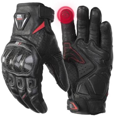 Imagem de KEMIMOTO Luvas de couro de carneiro para motociclistas, luvas protetoras de motocicleta para motocross, motocicleta, bicicleta, corrida, quadriciclo, UTV