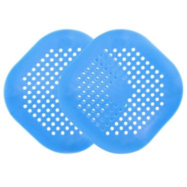 Imagem de PATIKIL Apanhador de ralo de cabelo 14 cm, 2 peças de protetor de ralo quadrado de silicone com ventosa para cozinha, banheiro, varanda, passarelas paisagísticas, pátios, azul
