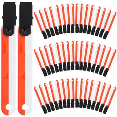 Imagem de Copkim 24/48/72/96/120 peças marcadores de trilha para caça marcadores refletores de trilha reflexivos de alta visibilidade com clipe para suporte de árvore, caça, caminhadas, acampamento (laranja