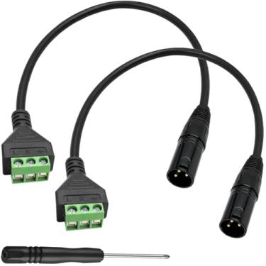 Imagem de DKARDU 2 peças, adaptador conversor XLR para terminal de 3 pinos XLR macho para terminal cabo conversor com chave de fenda para microfone, equipamentos de som, alto-falantes, gravação de desempenho ao