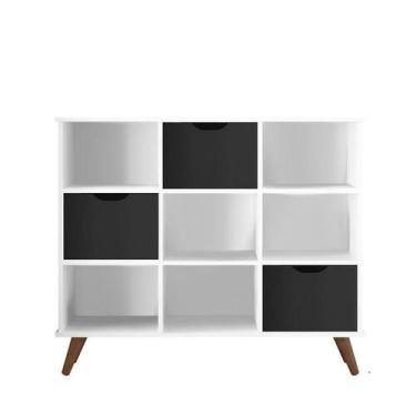 Imagem de Nicho Organizador Retro Branco com 3 Gavetas Pretas - Qmovi