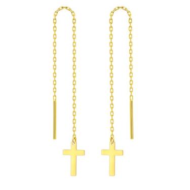 Imagem de SIPURIS Brincos pendentes de cruz para mulheres, brincos pendurados, brincos de cruz para aniversário, casamento, One Size, Aço inoxidável, Sem pedra preciosa