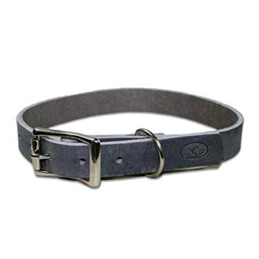 Imagem de Coleira de couro grosso para cachorro Slepy Pup de grão integral – Feito nos EUA (Médio: 35,5 cm a 45,7 cm, cinza)