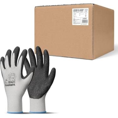 Imagem de toolant Luvas De Trabalho Látex Enrugado A Granel, Com Revestimento Borracha, Segurança Para Homens E Mulheres, 120 Pares, Construção, Jardinagem, Depósito (Cinza, Gg)