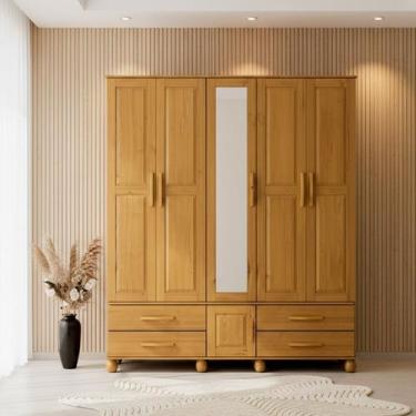 Imagem de Guarda-roupa Madeira 5 Portas 4 Gavetas Pollux - Móveis Serpil