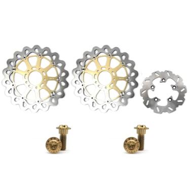 Imagem de Arashi Discos de freio dianteiros traseiros rotores com parafusos de montagem para Suzuki GSXR 600 1997-2003 750 1996-2003 1000 2001-2002, TL1000S 1997-2001 TL1000R 1998-2003, Peças de Acessórios para