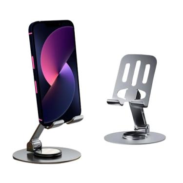Imagem de Suporte de Celular para Mesa em Alumínio com Base Rotativa 360° Estável e Antiderrapante Ajustável e Dobrável para Smartphones iPhone, AVIBES