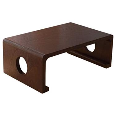 Imagem de Mesa de centro de design simples, mesa japonesa zen de madeira maciça, mesa kang para casa, mesa baixa, janela de sacada, mesa de chá, tatame, mesa de café, mesa lateral minimalista para sala de estar