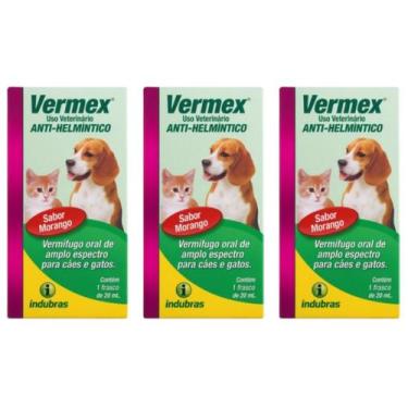 Imagem de Kit com 3 indubras vermex frasco 20ml