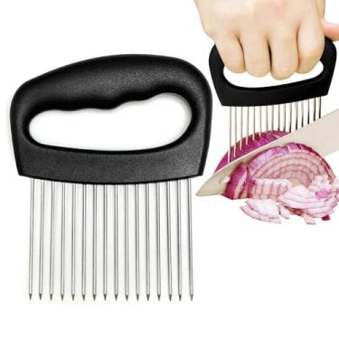 Imagem de Furneet Cortador de cebola com capa protetora – Cortador de aço inoxidável – Cortador multiuso de vegetais e amaciador de carne