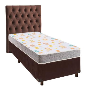Imagem de Cama + Box Marrom E Colchão D20 Solteiro - D20 Inducol + Cabeceira