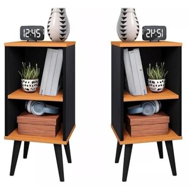 Imagem de Kit 2 quarto mesinha de cabeceira quadro de cama de charme vintage mesa pequena(KIT CHARME PRETO