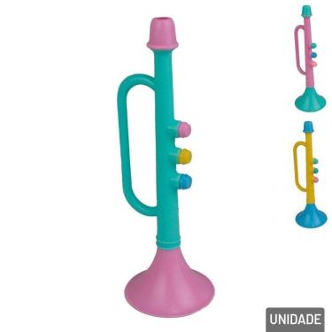 Imagem de Mini Instrumento de Plástico Trompete 15cm Color - Tudo em Caixa