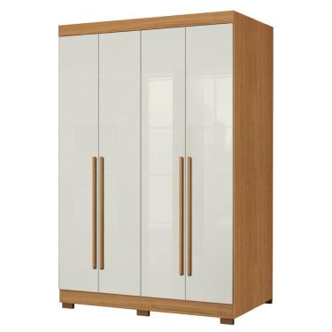 Imagem de Guarda Roupas Solteiro Com 4 Portas 2 Gavetas Creta Madeirado/Off White