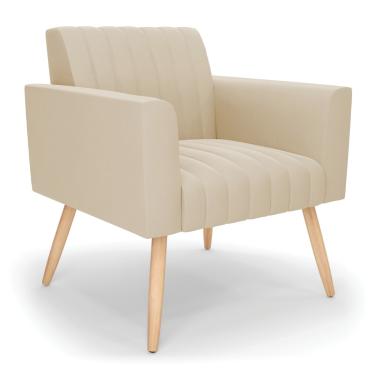 Imagem de Poltrona Viena Gomada Suede Pés Palito Natural - D'Rossi