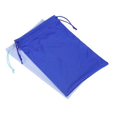 Imagem de Bolsa para óculos de esqui, pacote com 2, 18 cm x 27 cm, microfibra para óculos de neve, capa macia para armazenamento com cordão, bolsa para óculos de sol, óculos, lentes de câmera, azul, azul claro