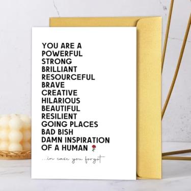 Imagem de Cartão de incentivo engraçado para mulheres, cartão de afirmação, cartão motivacional, cartão de novo emprego, cartão de promoção, você é uma inspiração de um ser humano caso você tenha esquecido
