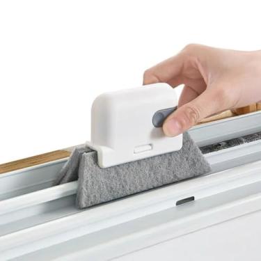 Imagem de 1 escova de limpeza versátil para portas e janelas para cozinhas, banheiros, salas de estar, ideal para pequenas lacunas e molduras, sem necessidade de eletricidade, plástico durável, cinza