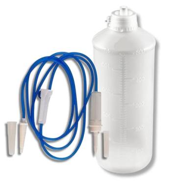 Imagem de Kit de Nutrição Enteral com 10 Equipos e 10 Frascos para Dieta, 500ml, Branco e Azul, Material Hospitalar