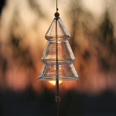 Imagem de Sino de vento de vidro elegante feito à mão com tons melódicos decoração de pendurar ao ar livre para casa, jardim, pátio, varanda
