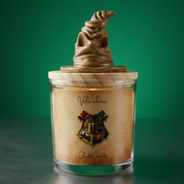 Imagem de Vela aromática Sonserina – Coleção Harry Potter - 180g Aroma Makassar Ébano | Acompanha Mini Vela