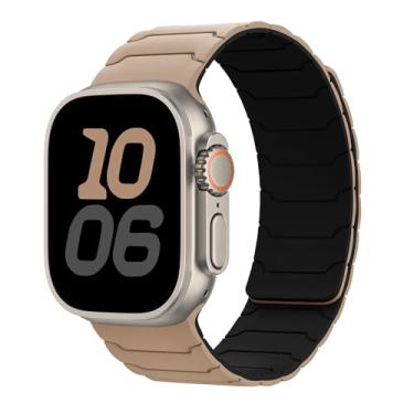 Imagem de Pulseira magnética para Apple Watch série 10/9/8/7/6/5/4/3/SE/2nd/Ultra2 de 49 mm, 46 mm, 45 mm, 44 mm, 42 mm, 41 mm, 40 mm, 38 mm, 48 mm, 40 mm, pulseira de silicone esportiva para Apple Watch Series
