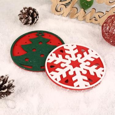 Imagem de 2 estilos/conjunto de porta-copos de feltro decorativos de Natal copo de vidro tapete resistente ao calor festa festiva jantar copo redondo almofada 10 * 10 cm