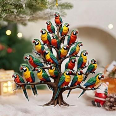 Imagem de Enfeite de Natal beija-flor colorido árvore de pássaro pendurado decoração de férias decoração de casa ornamento de inverno presente para amantes de pássaros - estilo 2