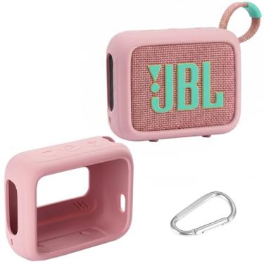 Imagem de AONKE Capa de silicone compatível com alto-falante Bluetooth JBL Go 4 ultra portátil (rosa)