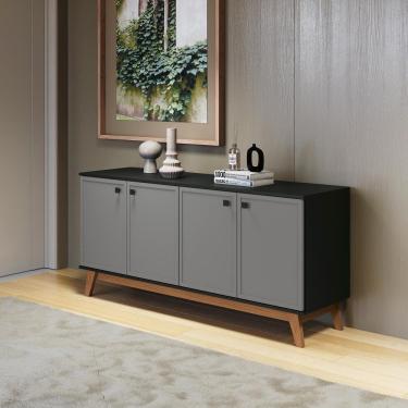 Imagem de Aparador Kappesberg 4 Portas Shaker Preto Fosco/cinza Sagrado 156cm