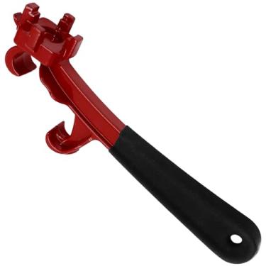 Imagem de Jersvimc Ferramenta de abridor de balde de 5 galões 3 em 1, chave de tambor de alumínio, abridor de tampa de balde com alça de borracha antiderrapante para lata de tinta de balde (vermelho)