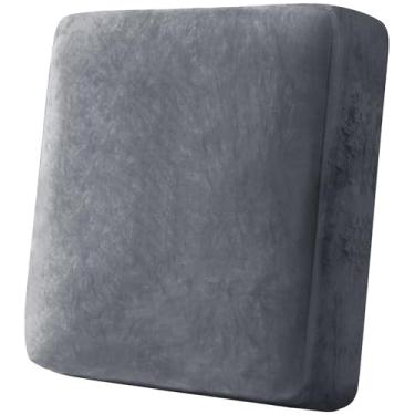 Imagem de Cobedzy Capa de almofada de sofá elástica de veludo cinza, capas de almofada de sofá macias, capa de almofada de sofá com fundo elástico (antiderrapante e antiarranhões)