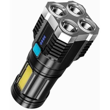 Imagem de Lanterna LED Tática, Alumínio Preto, 136x50mm, 3 Modos de Iluminação, Recarregável USB, Impermeável, Bateria de Longa Duração para Camping e Emergências LE8304