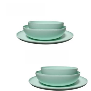 Imagem de ogo de 3 Pratos Resistente Linha Colours – Variedade de Cores, Livre de BPA e Uso no Micro-ondas | Prato Raso, Fundo e Bowl Modernos(Kit 2 jogos de pratos/Verde Cl)