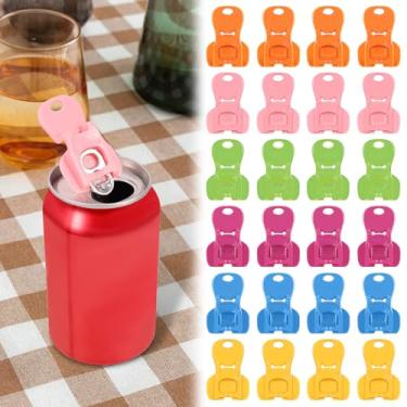 Imagem de Conjunto de abridor de lata manual colorido fácil de plástico abridor de latas fácil superfície lisa bordas arredondadas proteção de dedo aderência confortável para abertura de bebidas (24)