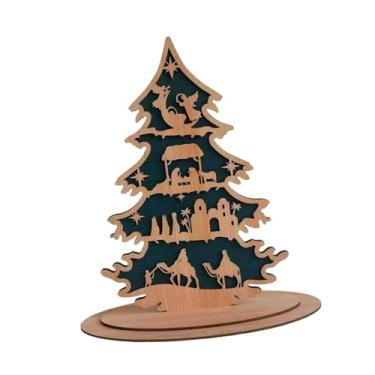Imagem de oshhni Placa decorativa de madeira para decoração de Natal, estilo rústico, ideal para mesa de presentes, enfeite de mesa para ambientes internos, fazenda e, Style E