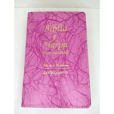 Imagem de Bíblia Sagrada Luxo Letra Gigante com Harpa Promocional, Raiz Rosa