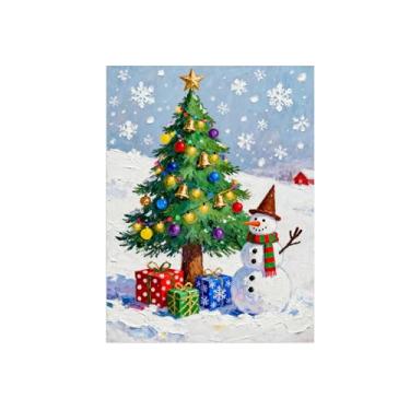 Imagem de Natal Pintura arte parede em tela-Boneco Neve Árvore Presente Inverno-Imagem decoração moderna-Impressões Sala de Estar 60x80cm Sem Moldura