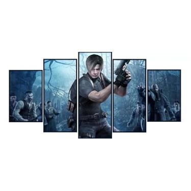 Imagem de Kit quadro decorativo 5 peças 95x60cm Mosaico Jogo Gamer Evil