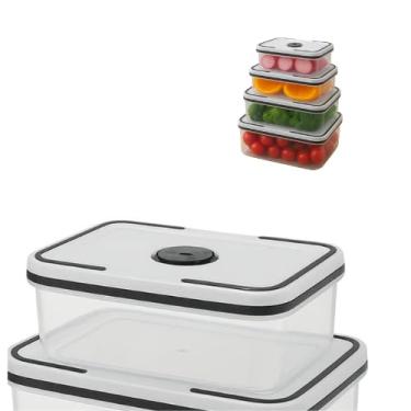 Imagem de Conjunto de 4 Potes Herméticos Quadrados, Plástico Transparente com Tampa Branca, Empilháveis, 500ml a 2000ml, Vedação Hermética, para Armazenamento de Alimentos