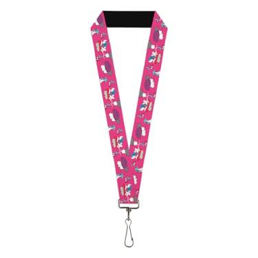 Imagem de Buckle-Down The Smurfs Lanyard, The Smurfs Like A Mushroom Pose Pink, Elastic