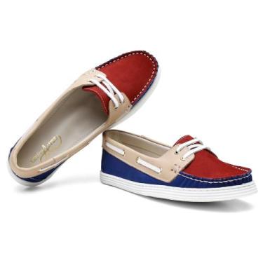 Imagem de Dockside Sider Colorido Feminino Calce Facil Couro Casual Para Passear
