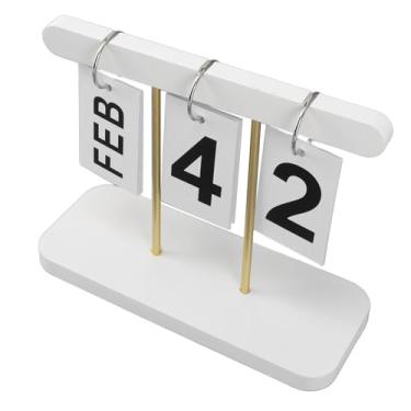 Imagem de Calendário de Mesa de Madeira Vintage Perpétuo Flip Calendário Grande Exibição Decoração de Mesa Calendário para Escritório Em Casa Dobrável Reutilizável (#2)