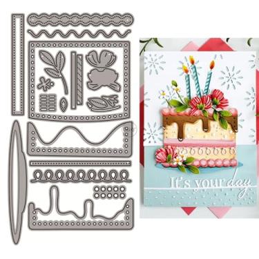 Imagem de DzIxY Conjunto de moldes de corte de metal para bolo de aniversário para fazer cartões, conjunto de recortes de papel, estêncil, suprimentos, modelos de máquina