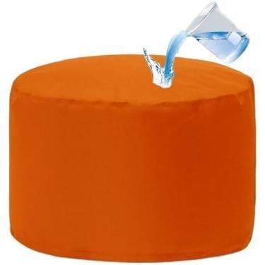Imagem de Pufe Redondo Impermeável Puff Puff Sem Enchimento Saco De Feijão Interior Externo Pufe Armazenamento De Fezes Para Pés Otomano Para Acampamento De Jardim Praia, Orange, D30cm-empty cover