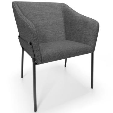Imagem de Cadeira Para Sala De Jantar Estar Living Olívia L02 Linho Cinza Escuro - Lyam Decor