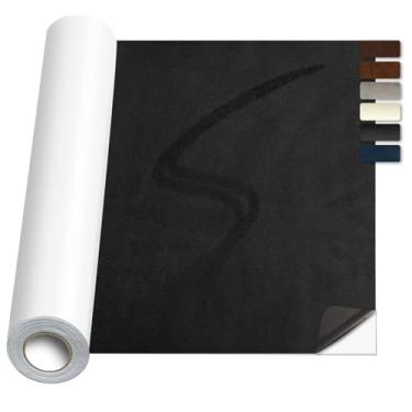 Imagem de Patch de reparo de camurça, tecido grande de couro de camurça sintética, adesivos de tecido autoadesivo para móveis, sofá, interior de carro, sapatos, bolsa de mão, caixas de joias (preto, 20 x 200 cm